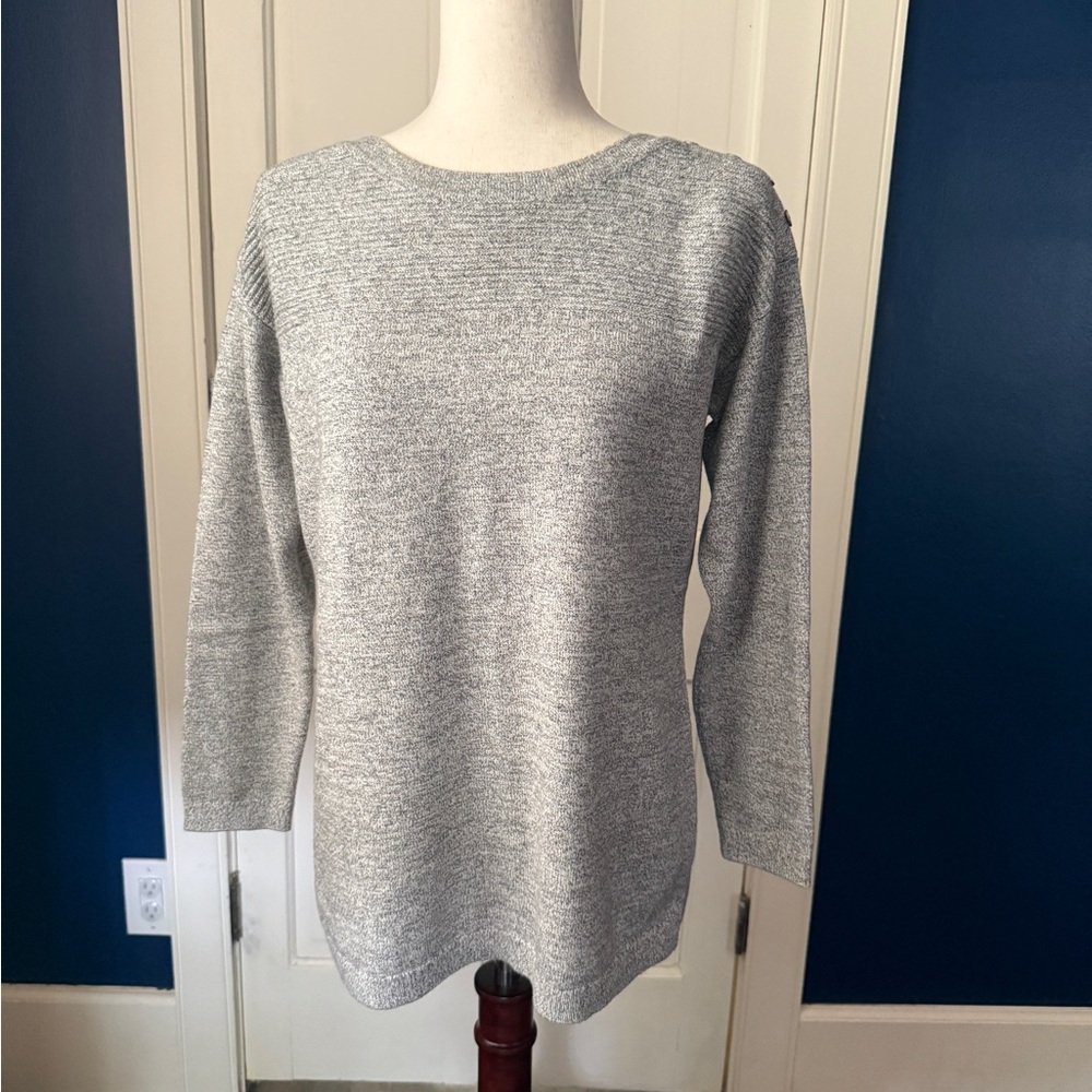 Talbots Heather Gray Crewneck Sweater with Textured Knit